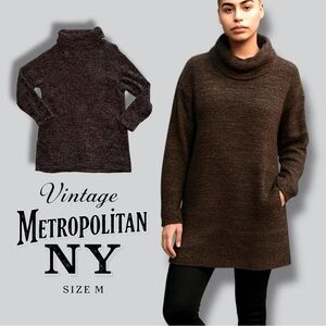 Metropolitan NY Vintage Sweater Brown Cowl Tunic ScandiGirlArchitectural Size M